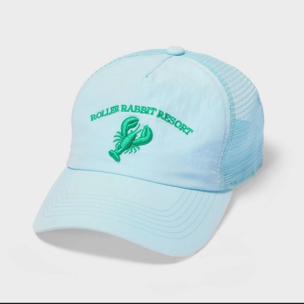 Roller Rabbit x Target Light Blue Mesh Trucker Hat with Green Lobster Embroidery